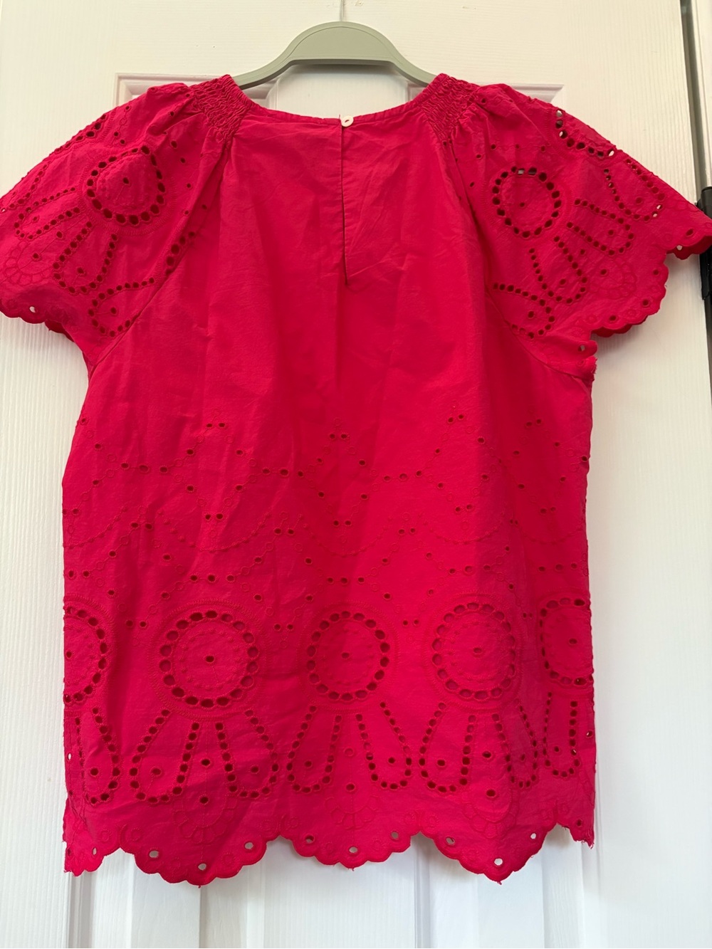 Evereve Bright Pink Eyelet Short Sleeve Blouse - Picture 3 of 6